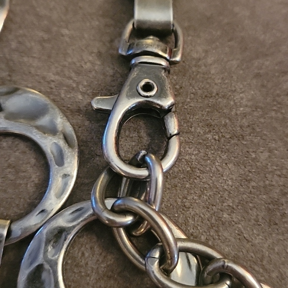 Vtg Gunmetal Hammered Circle Chain Link Disco Grunge Punk Moto Belt - Picture 7 of 7